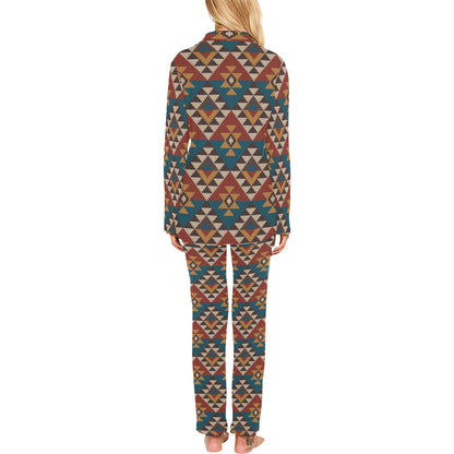 Knit Aztec Tribal Women's Long Pajama Set