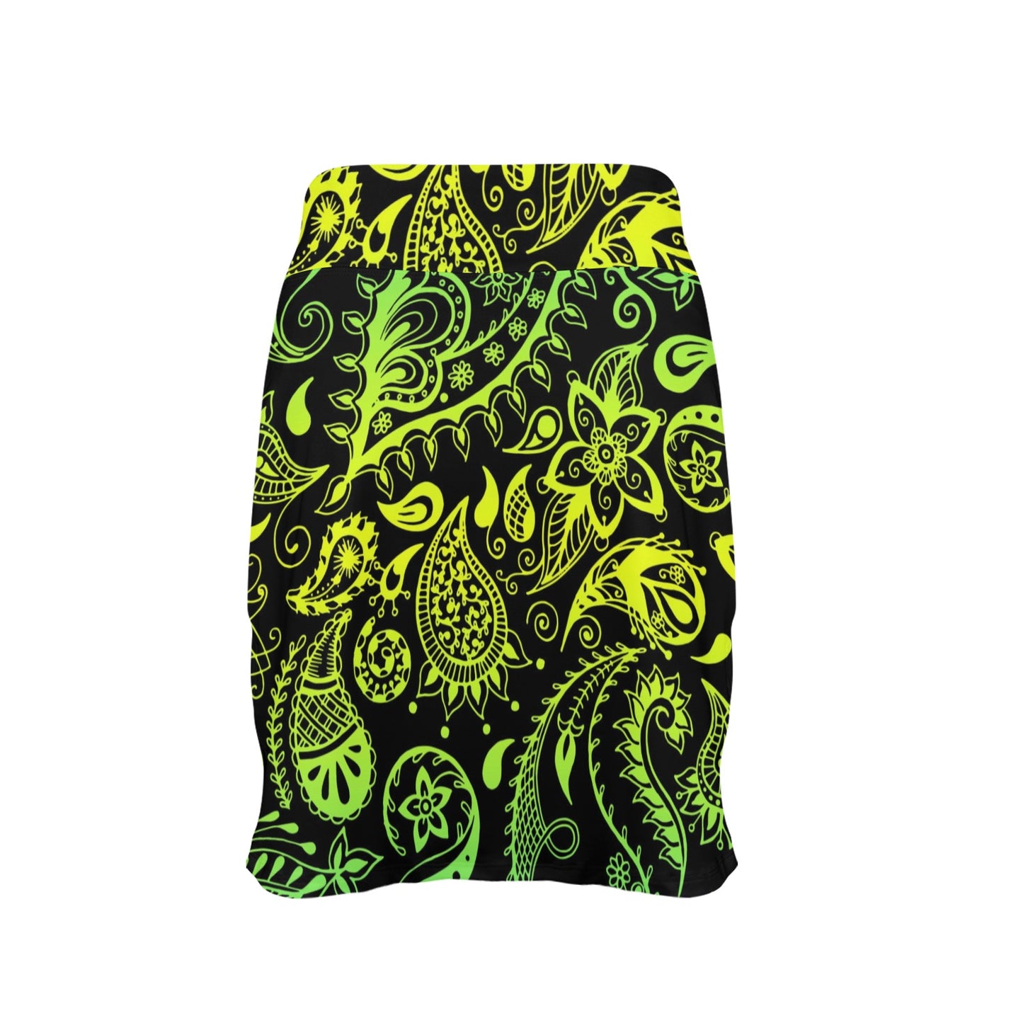 Paisley Green Design Print 17" Golf & Pickleball Skort with Pockets