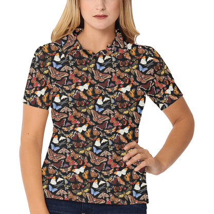 Butterfly Pattern Print Design 08 Women's Polo Shirt