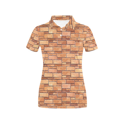 Brick Pattern Print Design 01 Women's Polo Shirt