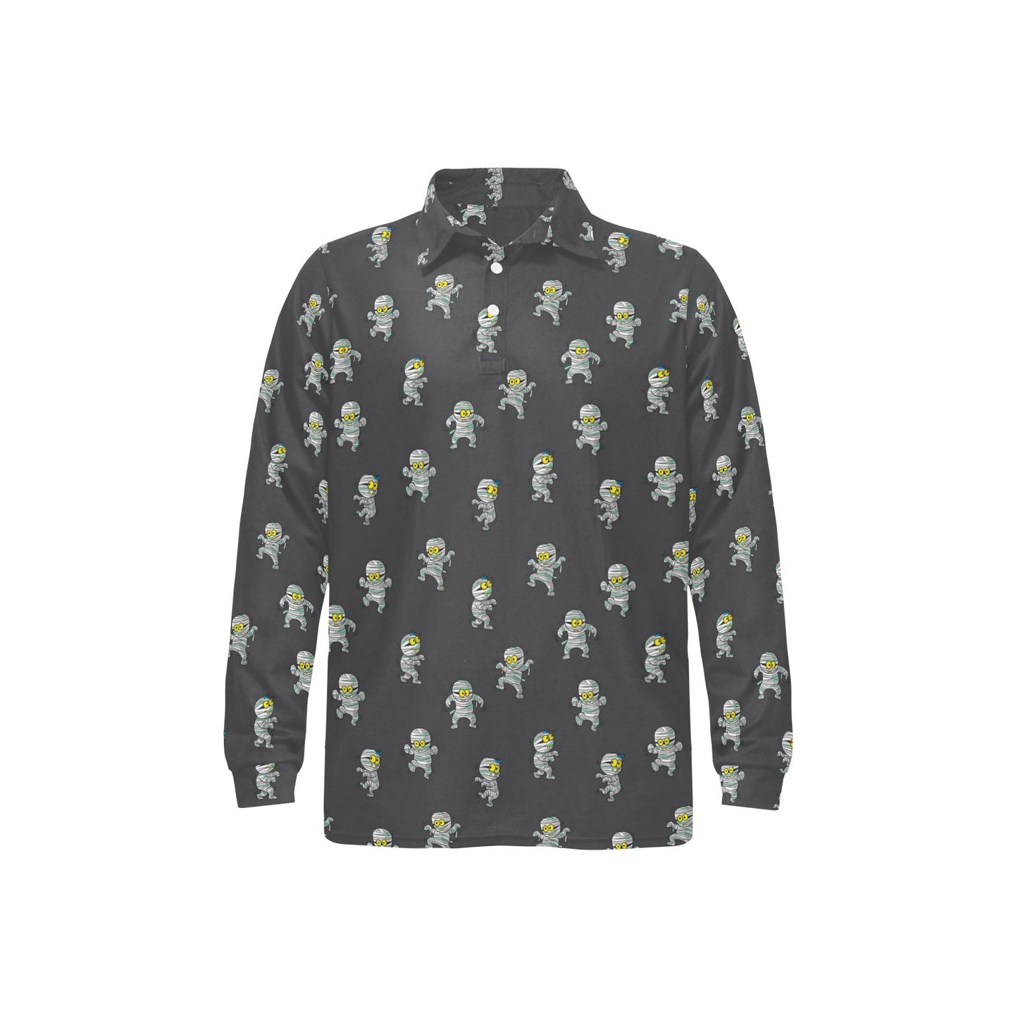 Mummy Print Design LKS305 Long Sleeve Polo Shirt For Men's