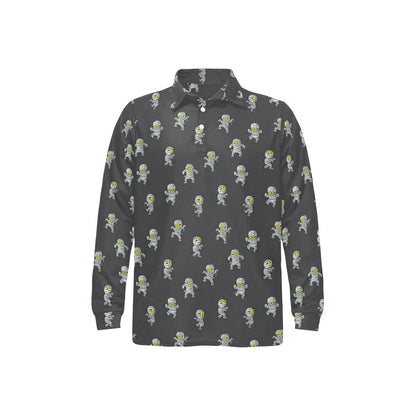 Mummy Print Design LKS305 Long Sleeve Polo Shirt For Men's