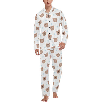 Bear Pattern Print Design BE02 Men's Long Pajama Set