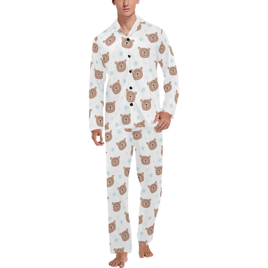 Bear Pattern Print Design BE02 Men's Long Pajama Set