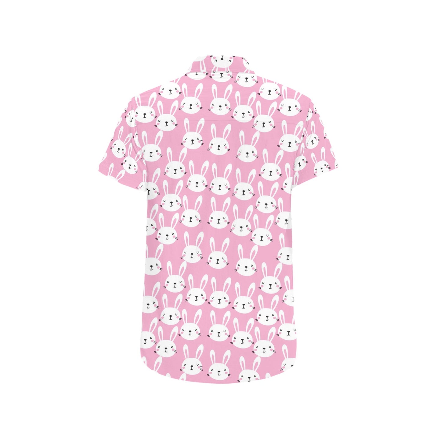 Rabbit Print Design LKS401 Men Short Sleeve Button Up Shirt