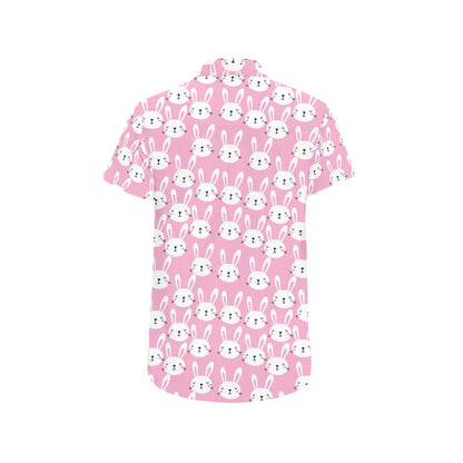 Rabbit Print Design LKS401 Men Short Sleeve Button Up Shirt