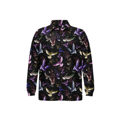 Pigeon Pattern Print Design 01 Long Sleeve Polo Shirt For Men's