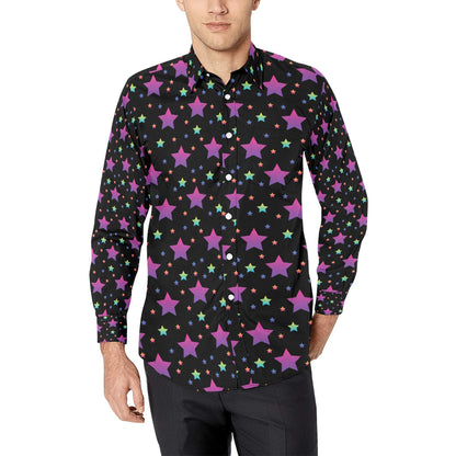 Star Print Design LKS305 Men's Long Sleeve Dress Shirt