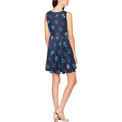 Constellation Pattern Print Design 04 Sleeveless Dress