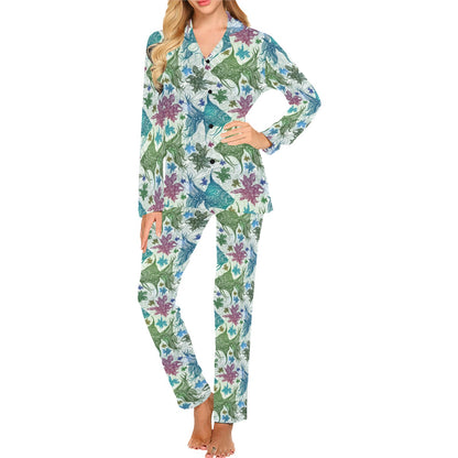Angelfish Tribal Pattern Print Design 01 Women's Long Pajama Set