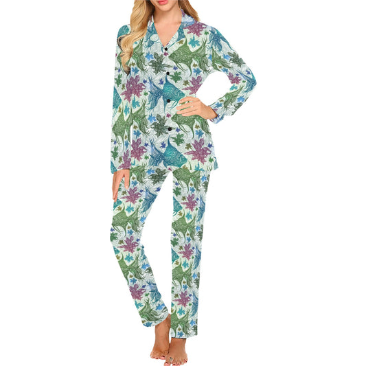 Angelfish Tribal Pattern Print Design 01 Women's Long Pajama Set