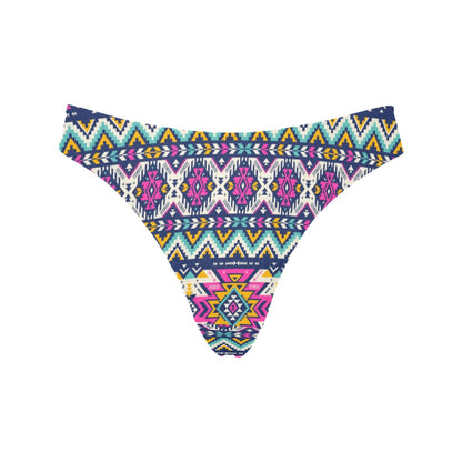 Aztec Pink Geometric Print Pattern Women's Thongs