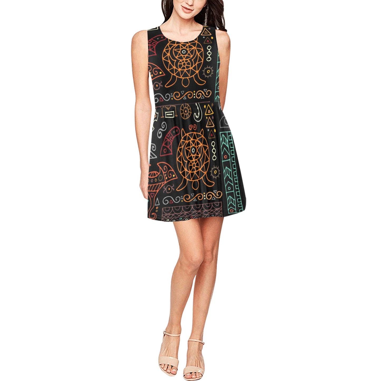 Polynesian Pattern Print Design A04 Sleeveless Dress