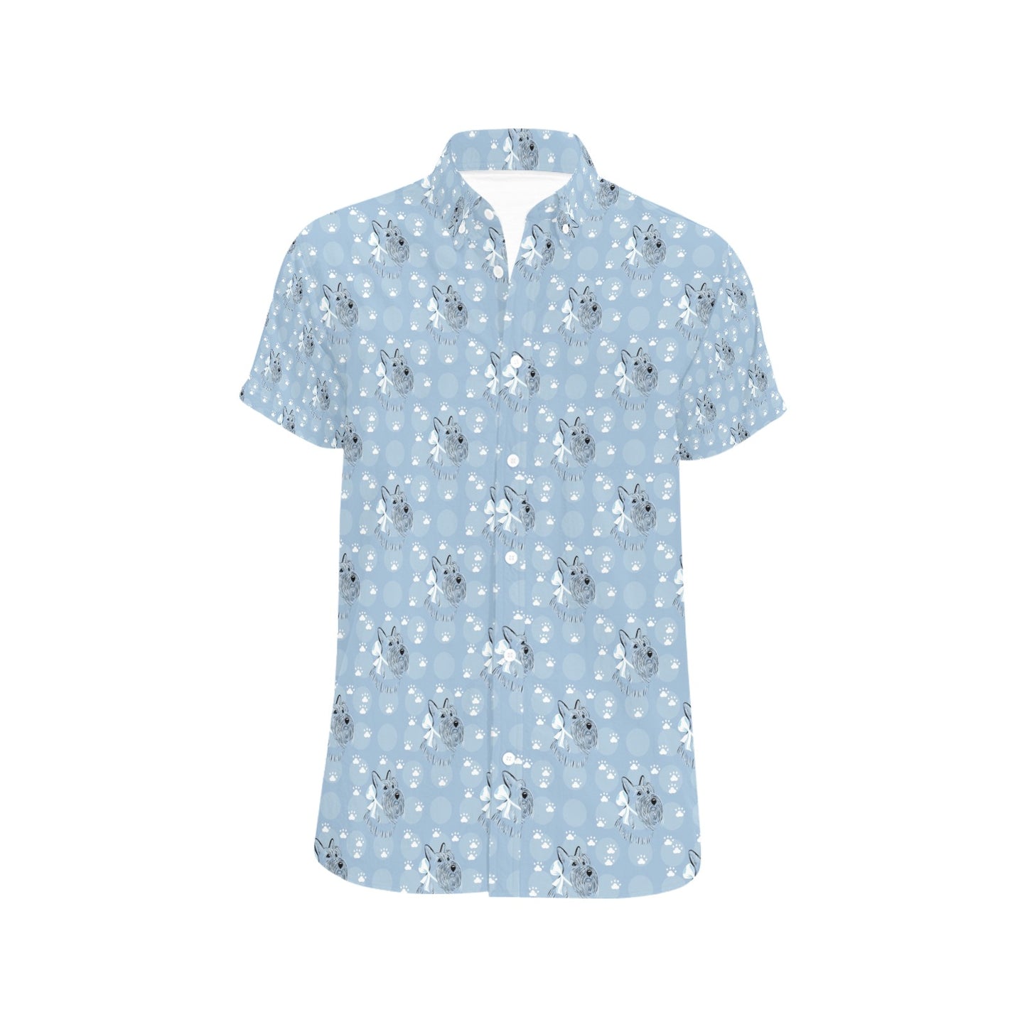 Scottish Terriers Print Design LKS308 Men Short Sleeve Button Up Shirt