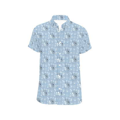 Scottish Terriers Print Design LKS308 Men Short Sleeve Button Up Shirt
