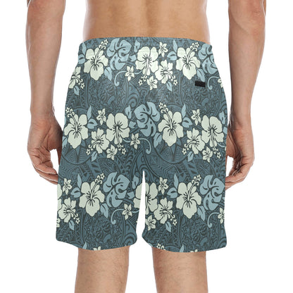 Flower Hawaiian Hibiscus Style Print Pattern Men's Swim Trunks Beach Shorts
