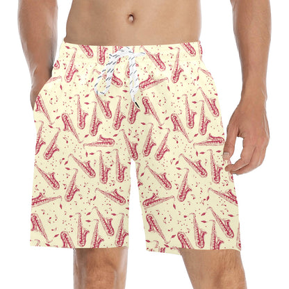 Saxophone Print Design LKS402 Men's Swim Trunks Beach Shorts