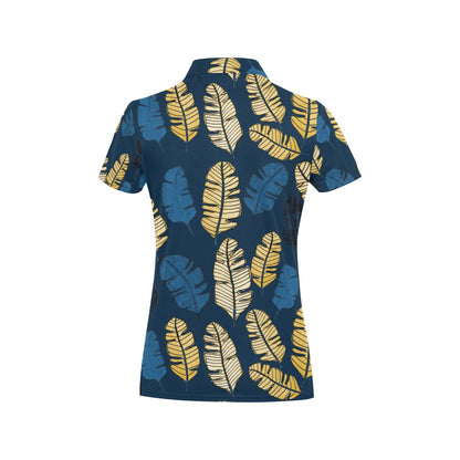 Banana Leaf Pattern Print Design BL09 Women's Polo Shirt