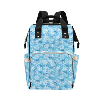 Snowflake Blue Print Design LKS301 Diaper Bag Backpack