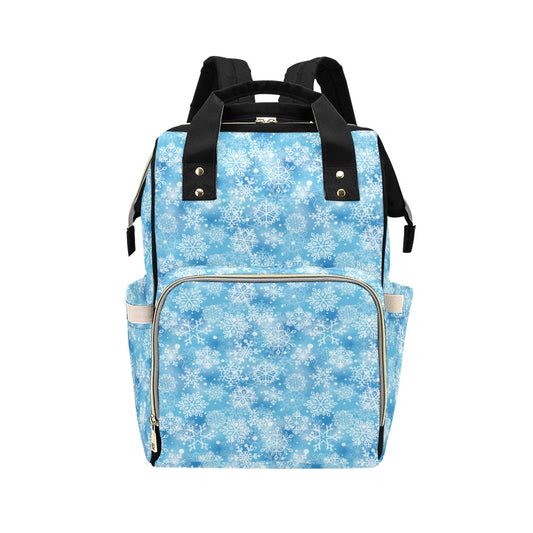 Snowflake Blue Print Design LKS301 Diaper Bag Backpack