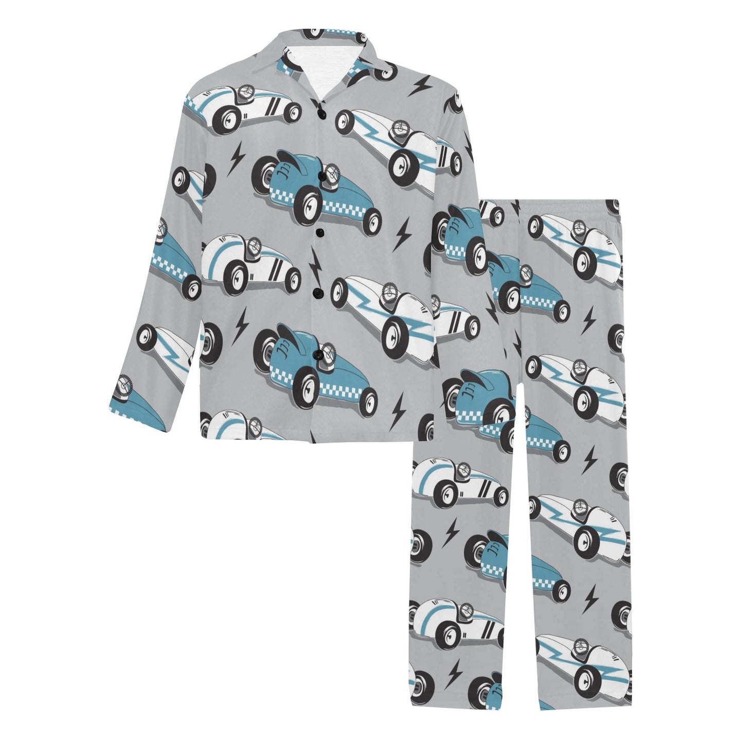 Racing Vintage Pattern Print Design A02 Men's Long Pajama Set