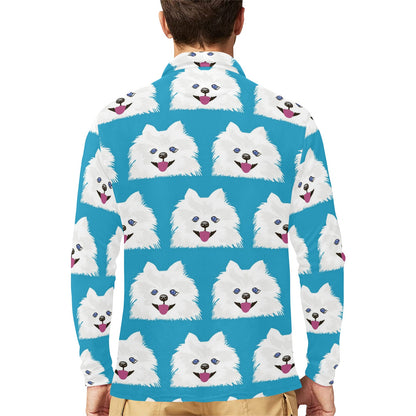 Pomeranians Pattern Print Design A05 Long Sleeve Polo Shirt For Men's