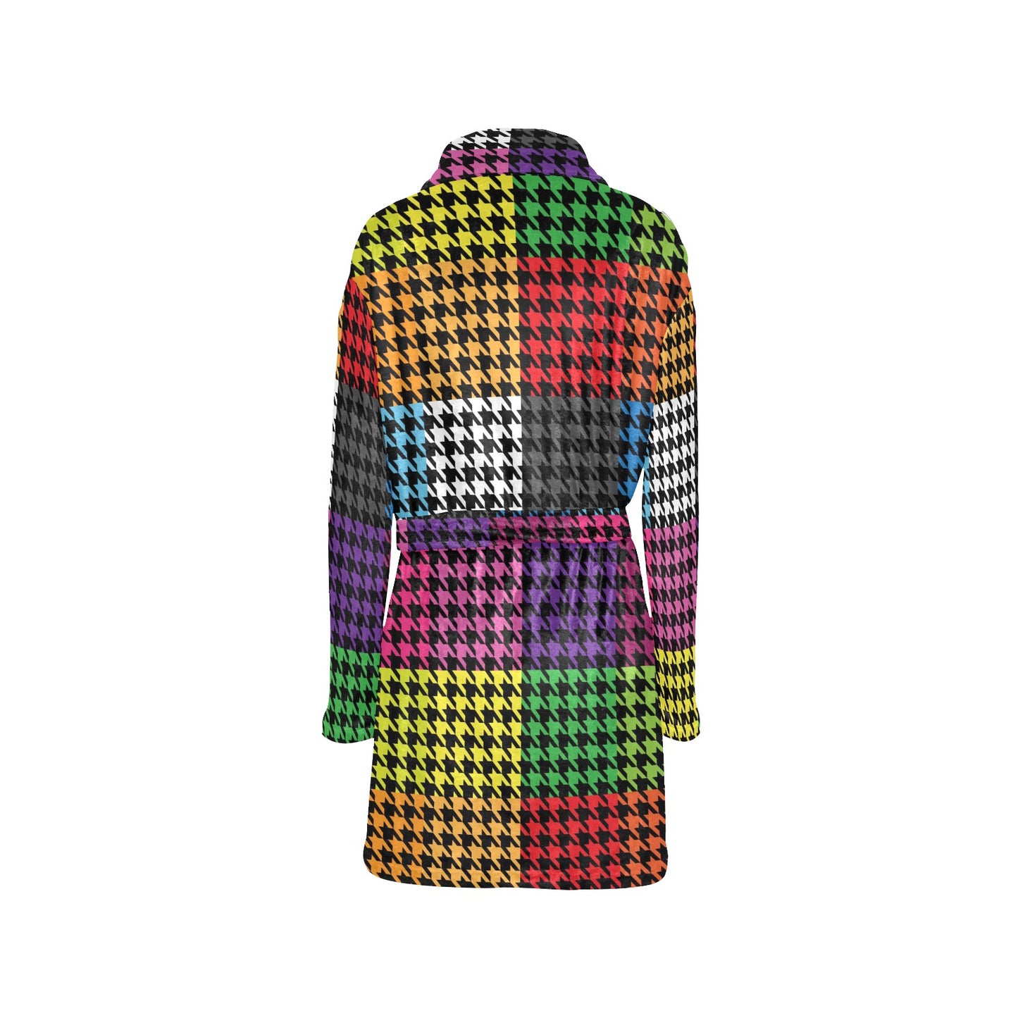 Houndstooth Colorful Pattern Print Design 01 Women's Fleece Robe
