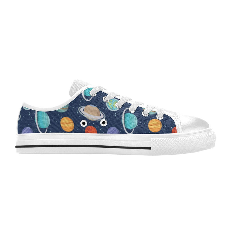 Planet With Star Print Design LKS303 Women's White Low Top Shoes