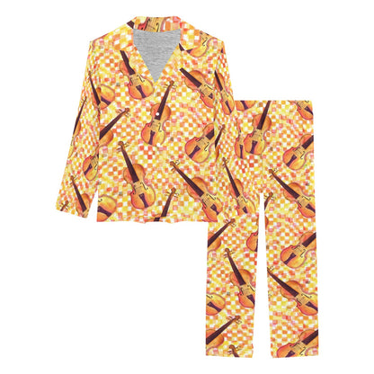 Violin Pattern Print Design 03 Women's Long Pajama Set