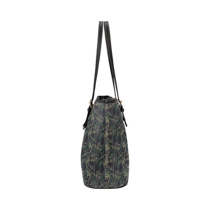 Palm Tree Background Design Print Leather Tote Bag