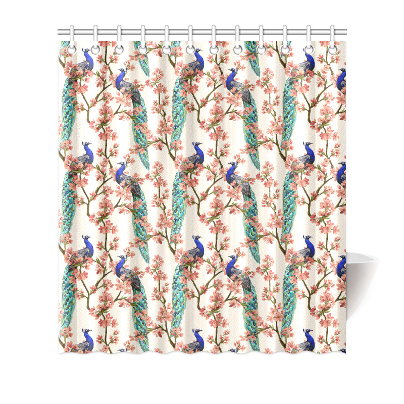 Cherry Blossom Peacock Shower Curtain