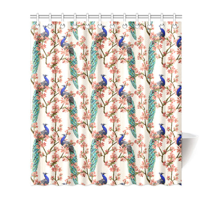 Cherry Blossom Peacock Shower Curtain