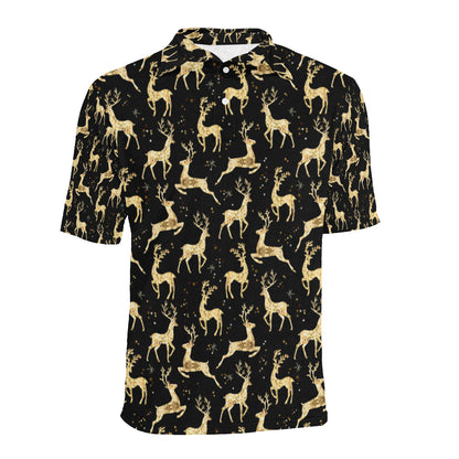 Deer Gold Pattern Men Polo Shirt