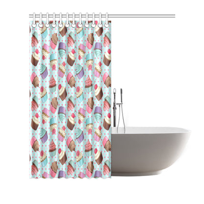 Cupcakes Fancy Heart Print Pattern Shower Curtain