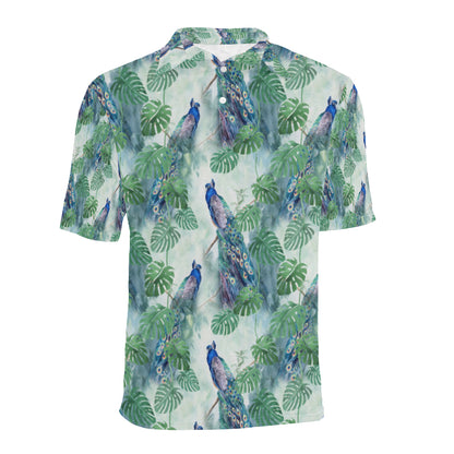 Peacock Pattern Print Design A02 Men Polo Shirt
