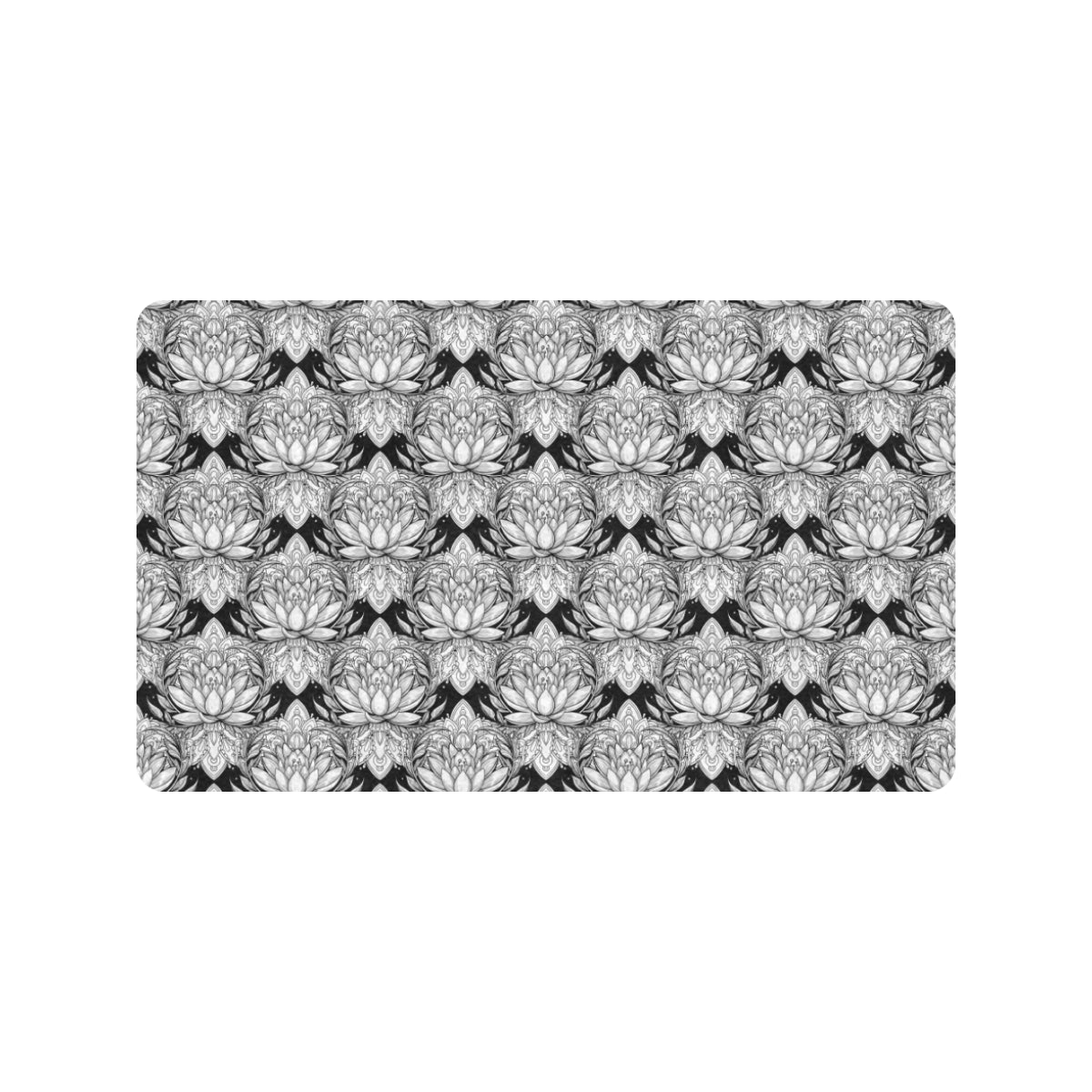 Lotus Mandala Print Pattern Rubber Doormat