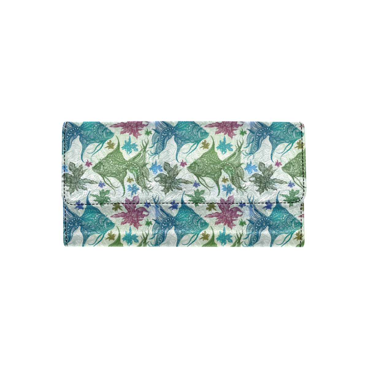 Angelfish Tribal Pattern Print Design 01 Women's Trifold Wallet