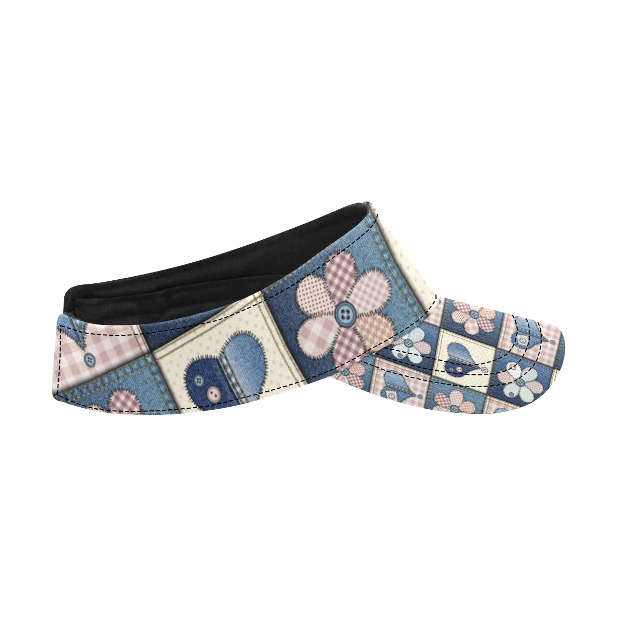 Patchwork Heart Flower Pattern Print Design 01 Unisex Sun Visor