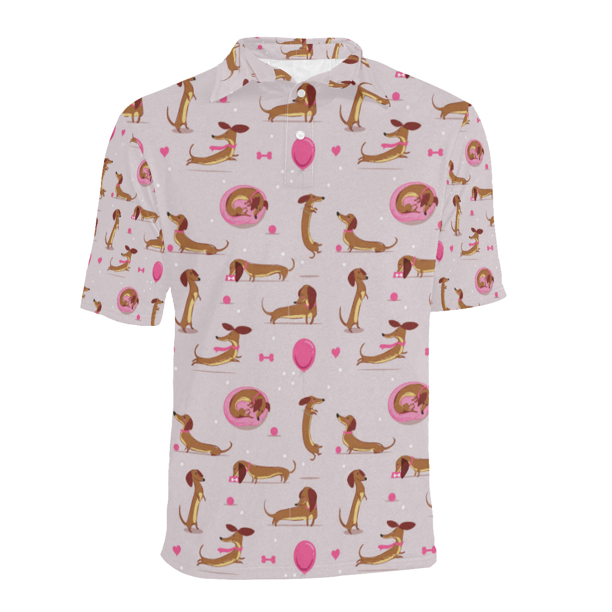 Dachshund Pattern Print Design 10 Men Polo Shirt
