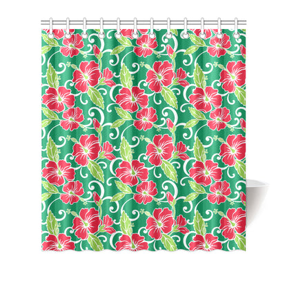 Red Hibiscus Pattern Print Design HB019 Shower Curtain