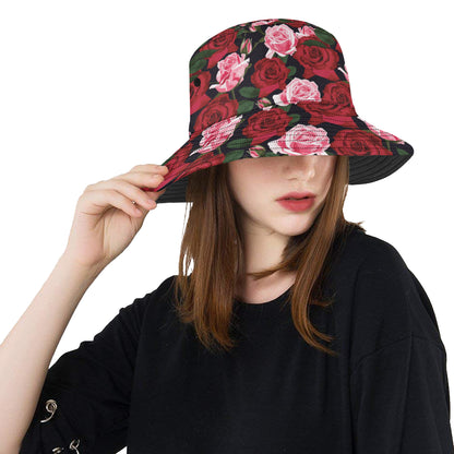 Rose Red Pink Pattern Print Design RO01 Unisex Bucket Hat