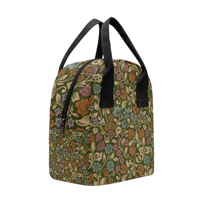 Floral Vintage Print Pattern Insulated Lunch Bag