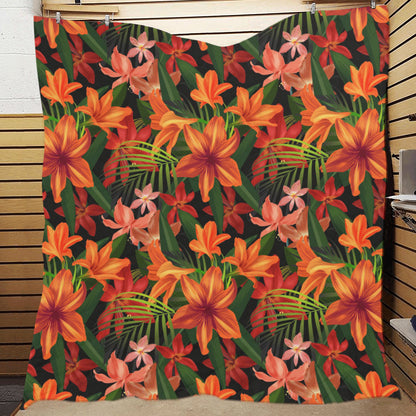 Amaryllis Pattern Print Design AL05 Premium Quilt