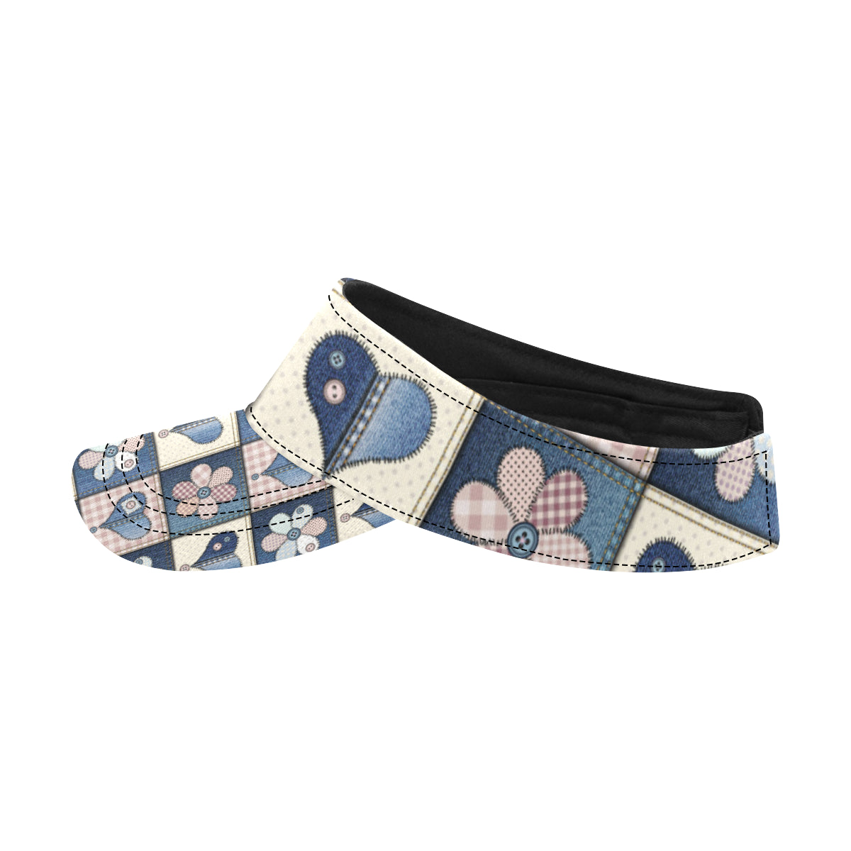Patchwork Heart Flower Pattern Print Design 01 Unisex Sun Visor