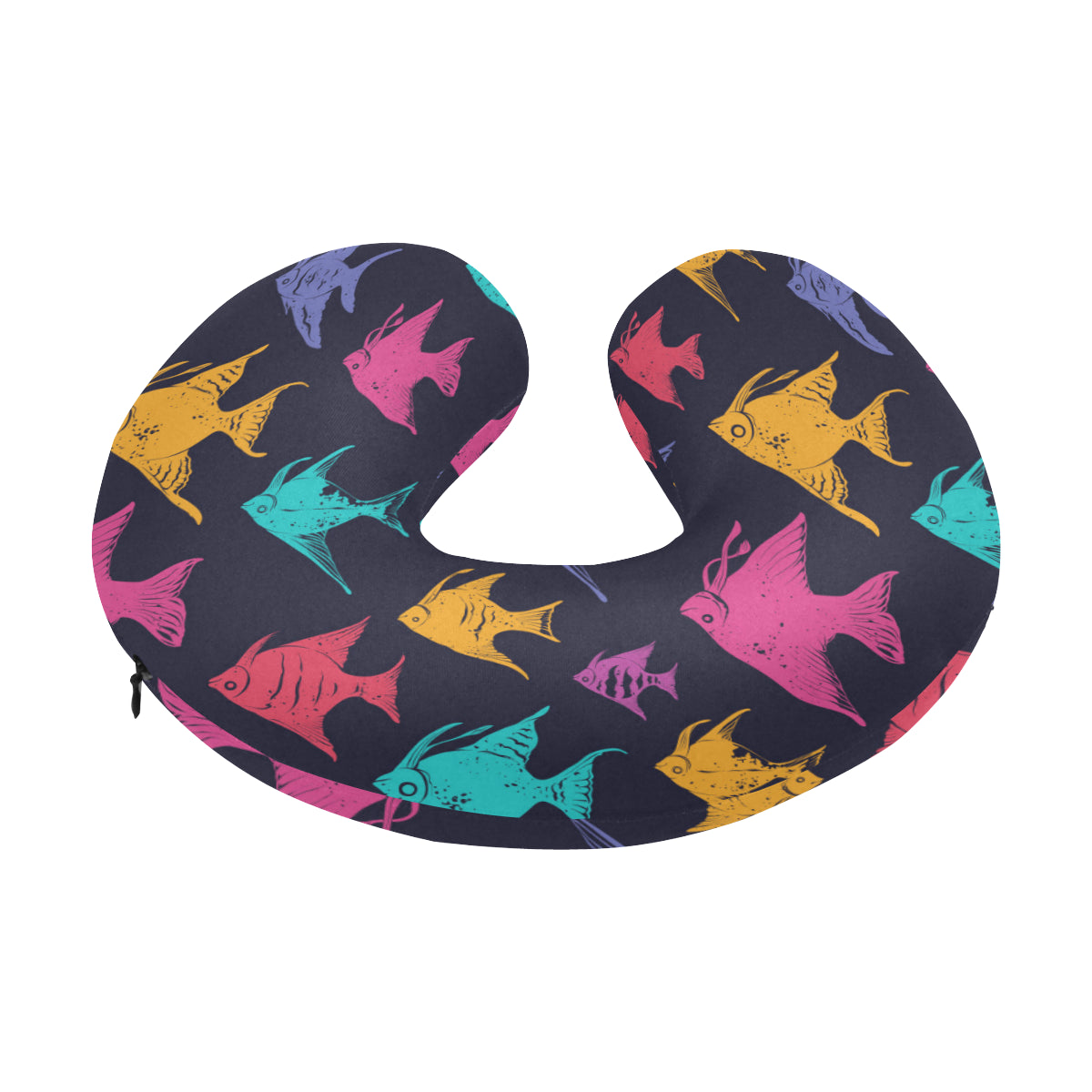 Angelfish Colorful Pattern Print Design 03 U-Shaped Travel Neck Pillow