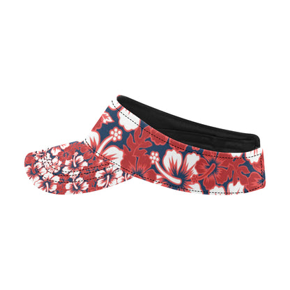 Red Hibiscus Pattern Print Design HB01 Unisex Sun Visor