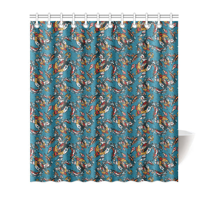 Sea Turtle Tribal Colorful Hand Drawn Shower Curtain
