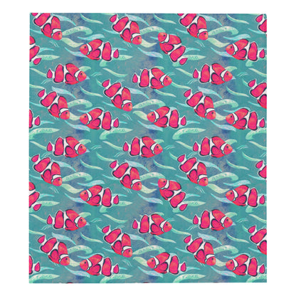 Clownfish Pattern Print Design 02 Premium Quilt