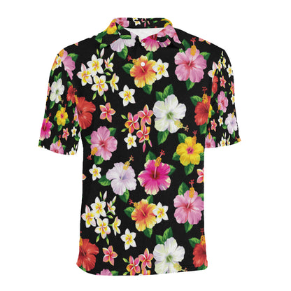 Hibiscus Pattern Print Design HB025 Men Polo Shirt