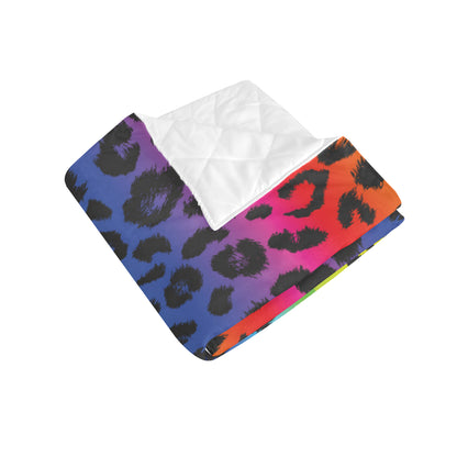 Rainbow Leopard Pattern Print Design A01 Premium Quilt